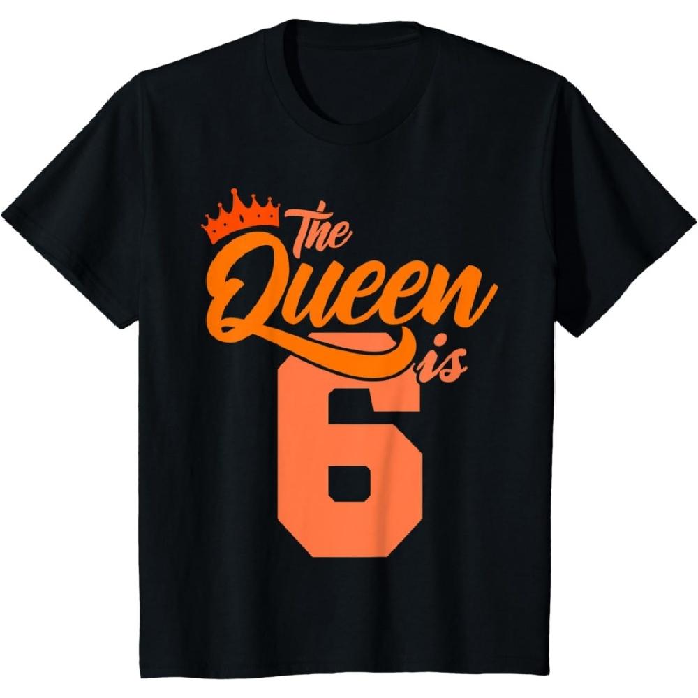 

Kids THE QUEEN IS 6 Year Old Shirt 6th Birthday Gift Daughter T-Shirt XXXXXL чорний