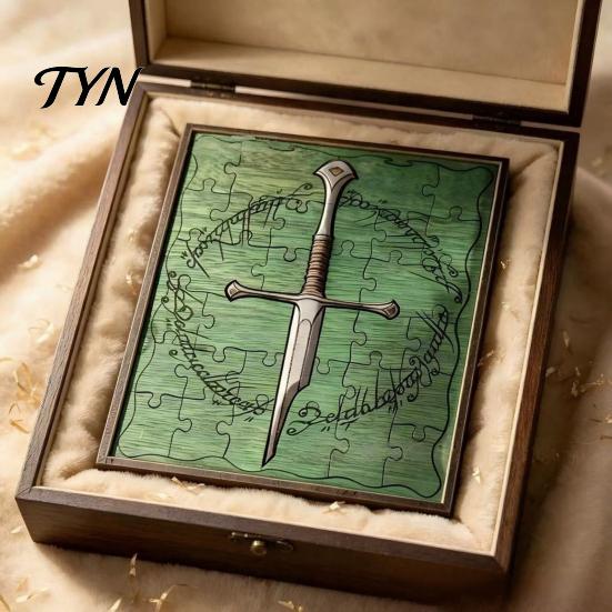 Unique Home Hanging Ornament Personalized Broken Blade Puzzle, Vintage Medieval Wooden Puzzle Framed Customized Wall Decor, Fantasy for Office