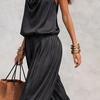 Damen Sommer Zweiteilige Sets Trägerloses Oberteil mit Wasserfallausschnitt und Crop Pants Passende Sets