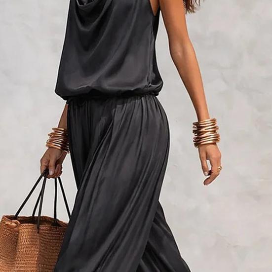 Damen Sommer Zweiteilige Sets Trägerloses Oberteil mit Wasserfallausschnitt und Crop Pants Passende Sets