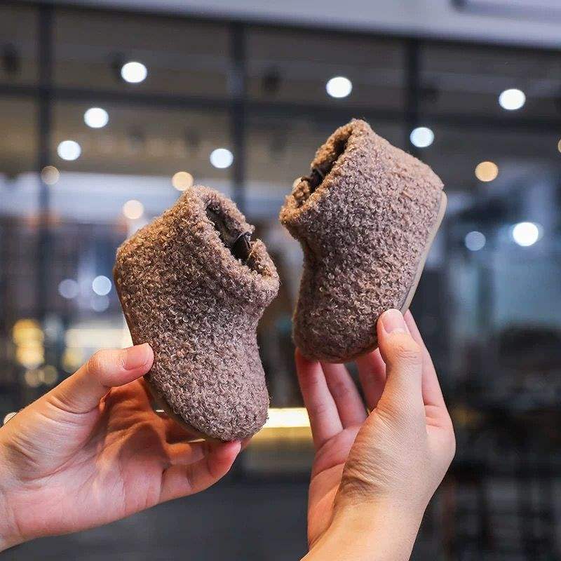 Baby Girl Fluffy Boots Princess Shoes Winter Plush Boots Girls Short Boots Soft Sole Baby Toddler Shoes Warm Cotton Shoes