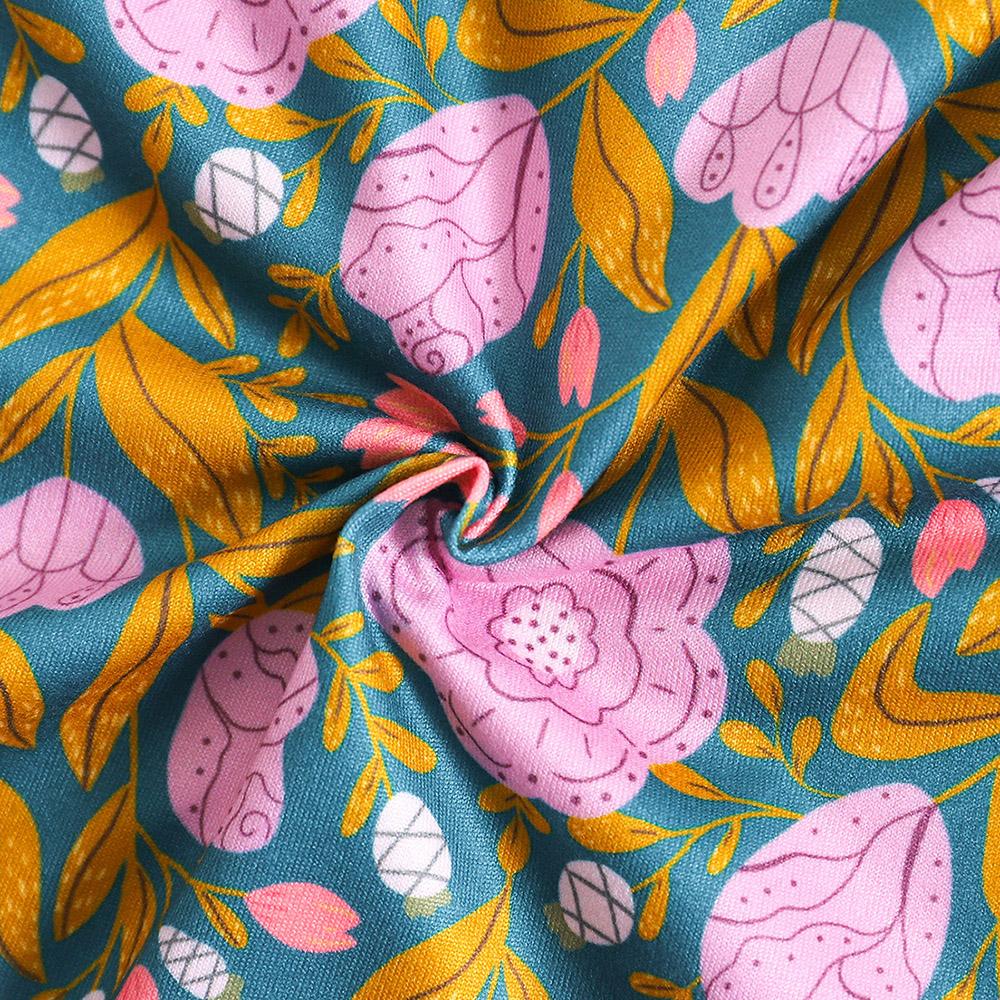 6-18Months Baby Girl Flower Full Print Onesie Short Sleeve Bodysuit