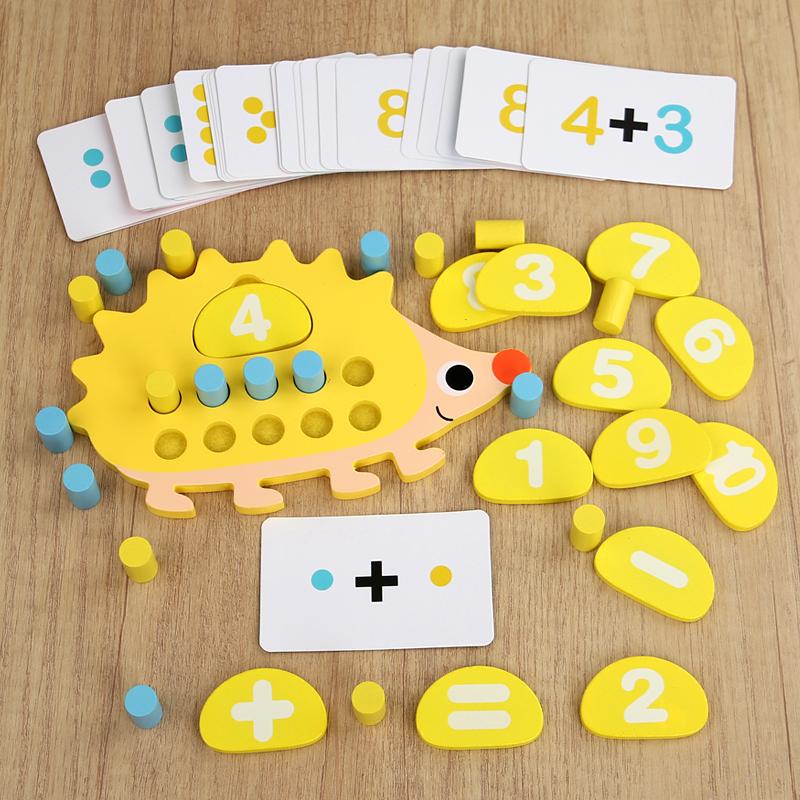 Kinder Holz Igel Zehnerzähler Zehnerfeld Spiel Addition Subtraktion Operation Mathe Spielzeug Zahlen Kognitive Lernhilfe