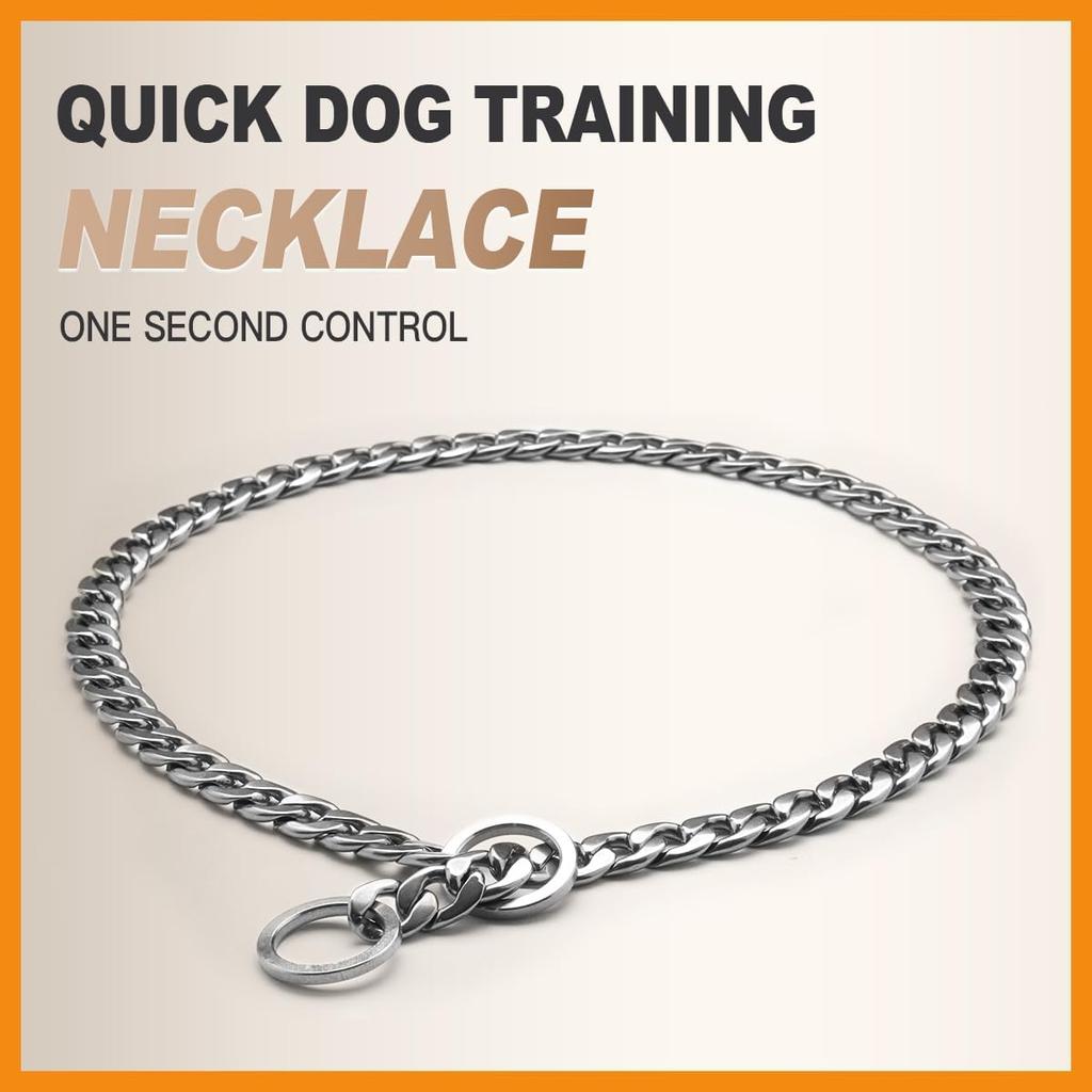 Luxury Flat Chain Design Professional Training Chain Collar, Stainless Steel Dog Training Collar, Professional Flat Chain Design, Mirror Polished