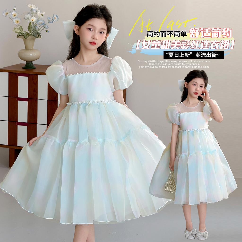 Summer Bubble Sleeve Princess Dress for Girls 2026 New Summer Children's Day Performance Skirt, Sweet Style Dress for Adults