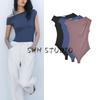 Spring and Summer Women's Clothing Ruched Decorative Asymmetric Collar Sleeveless Hem Press Ornament Silm Jumpsuit 5039005