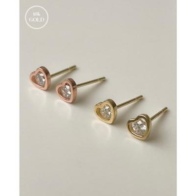 [10K Gold] Heart Mini Earrings E 120