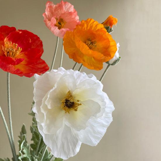 41,34 Zoll Künstliche Mohnblumen mit langem Stiel Realistische Falsche Kornblumen für Bodenvase Heim-Innendekor Hochzeitsveranstaltung
