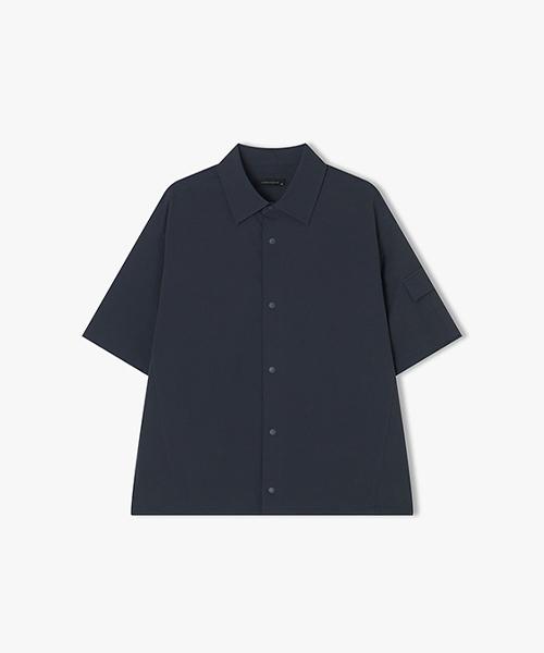 River Classy [25Ss] Llm31502 Темно-серый нейлоновый рубашка с коротким рукавом на кнопках 100