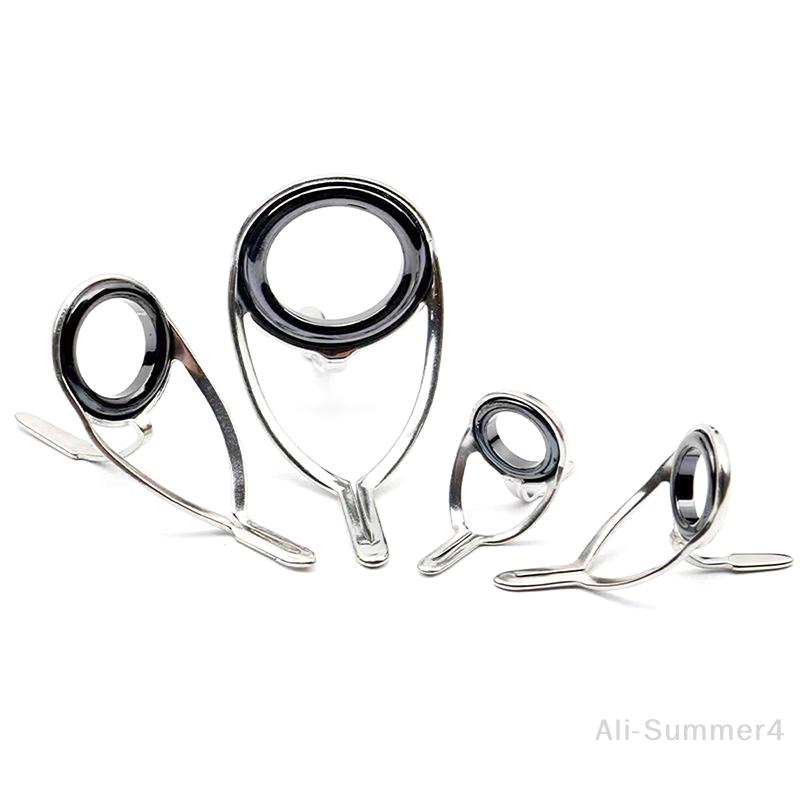 4pcs/set Fishing Tackle Stainless Steel Repair Kit Set Fishing Rod Guide Ring Tip Fishing Pole Circle Ring Eye Guide Wire Loop
