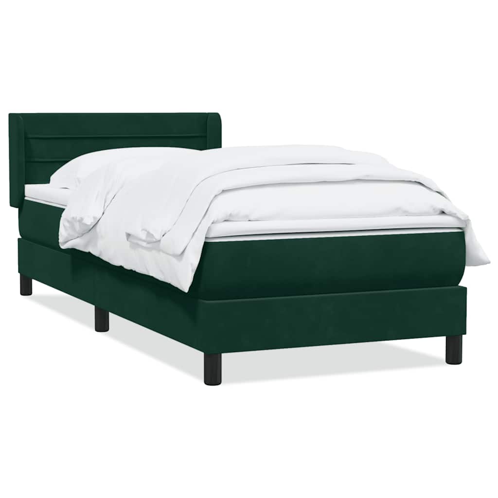 Box Spring Bed with Mattress Dark Green 80 x 220 cm Velvet