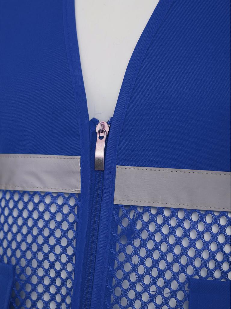 Gilet di Sicurezza ad Alta Visibilità da Uomo, Abbigliamento da Lavoro Riflettente, Tessuto a Rete Traspirante con Zip e Tasche, per Cantiere, Lavoro Notturno