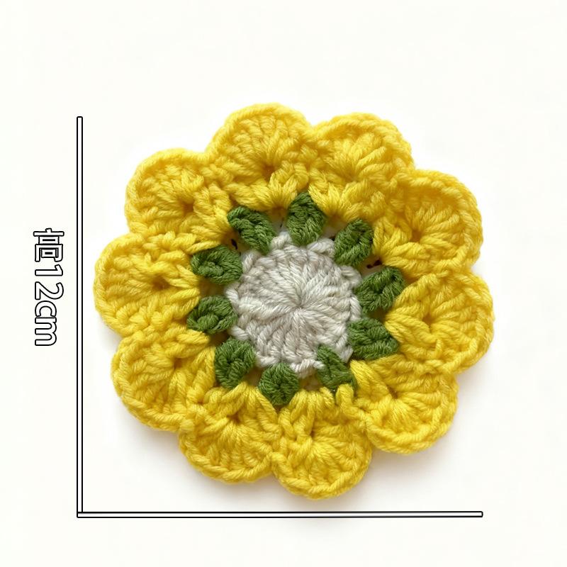 Finished product new cute wind ins small flower coaster placemat thermal insulation mat handmade wool crochet
