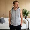 Colete Masculino com Abertura de Zíper Leve com Capuz e Bolsos Grandes Cor Sólida Tops de Corrida de Verão Roupa Esportiva Casual