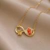 European & American Style Colored Zircon Bird & Butterfly Pendant Clavicle Necklace for Women