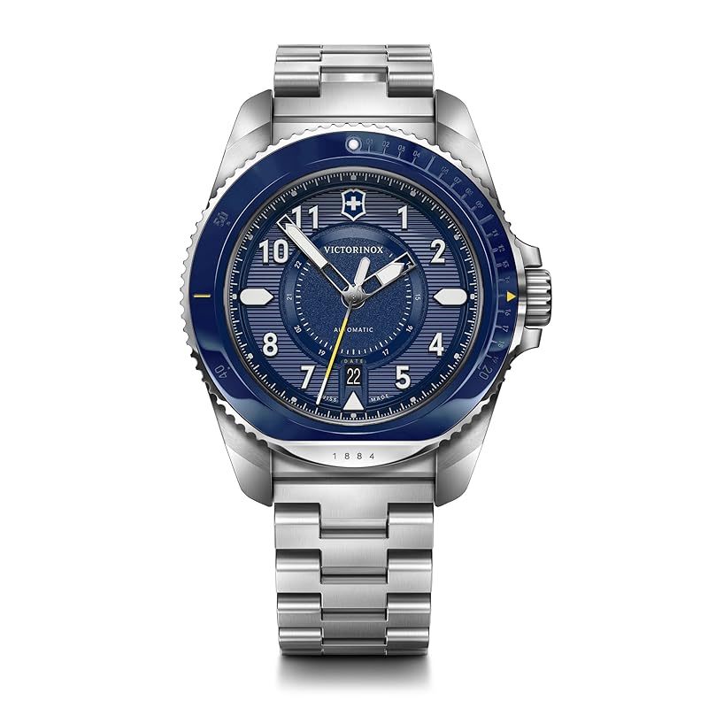 

VICTORINOX JOURNEY 1884 watch men s automatic winding Stainless steel case (316L) blue dial stainless steel bracelet waterproof gift analog [] 242010