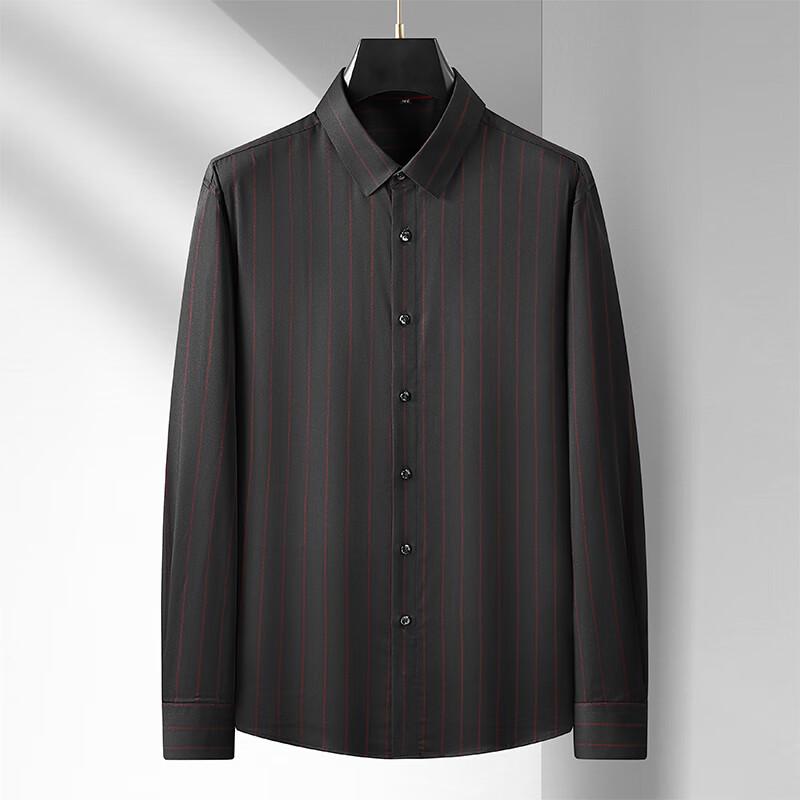 

Men s Plus Size Striped Non-Iron Long Sleeve Shirt 200/5XL