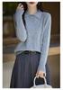 2024 Autumn/Winter Women's 100% Wool Striped Polo Collar Cardigan - Loose, Slimming, Versatile Fashion.