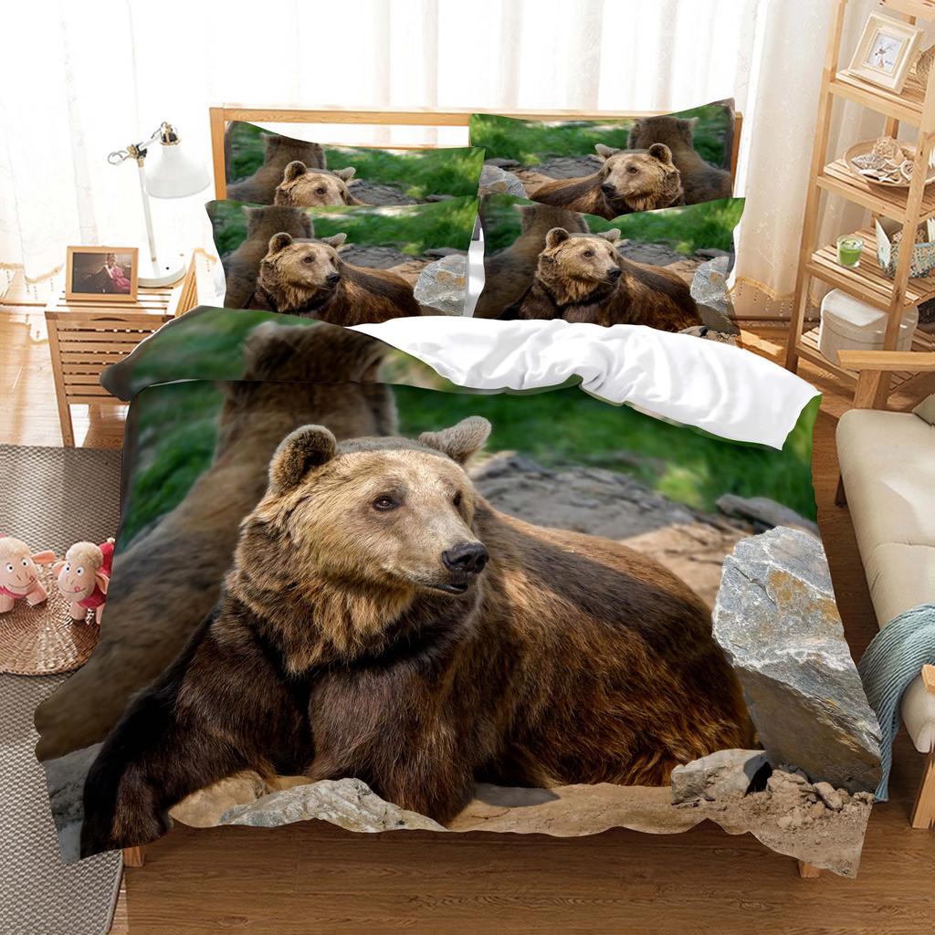 Dropshipping Animal Pattern Cow, bear, Wolf Bedding Set Duvet Cover Sets Housse De Couette Super Comfortable Cotton Bedclothes
