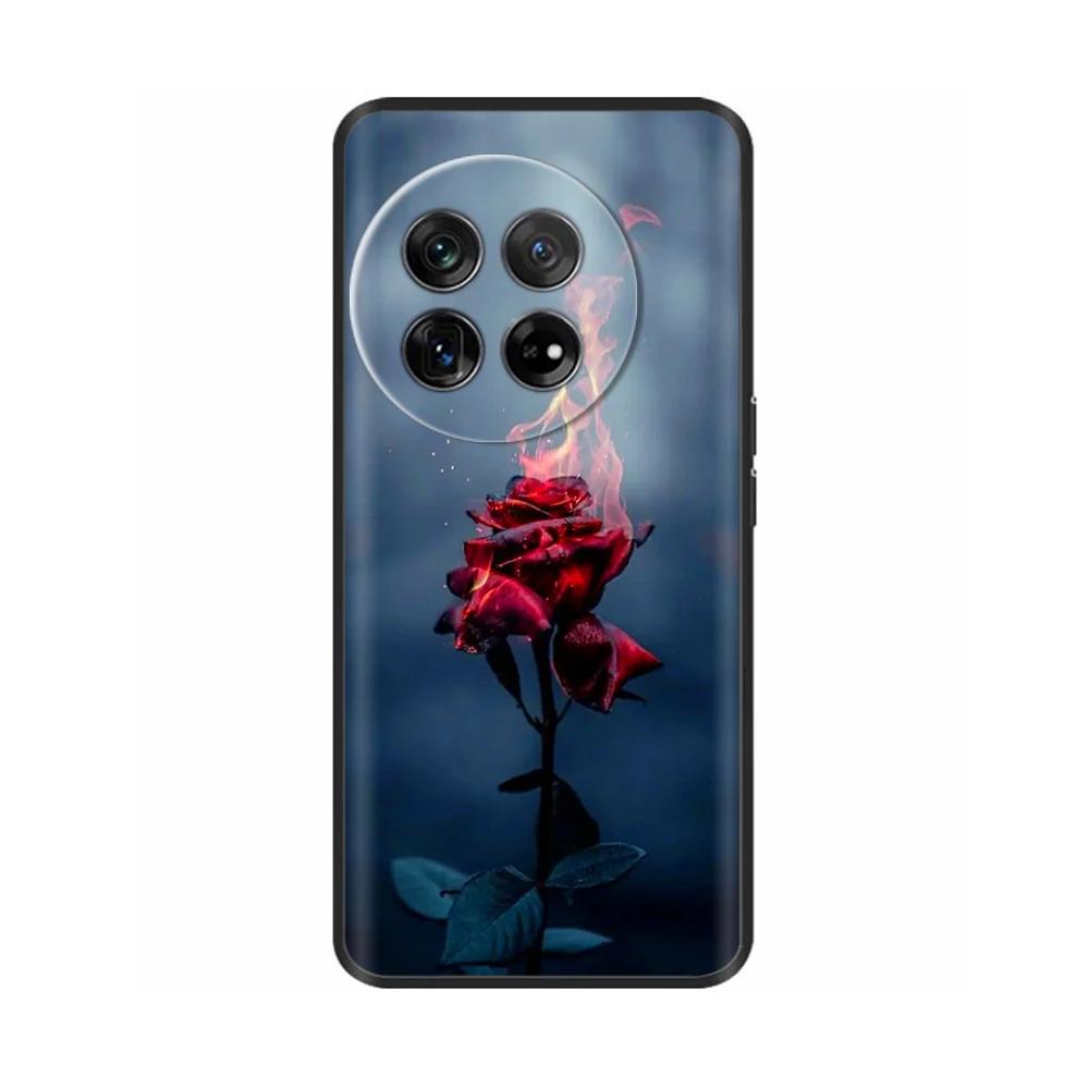 Painted Cover For OnePlus 12 Case Black Silicone Soft Luxury Phone Back Cover For One Plus 12 OnePlus12 5G Fundas Cases Hoesje