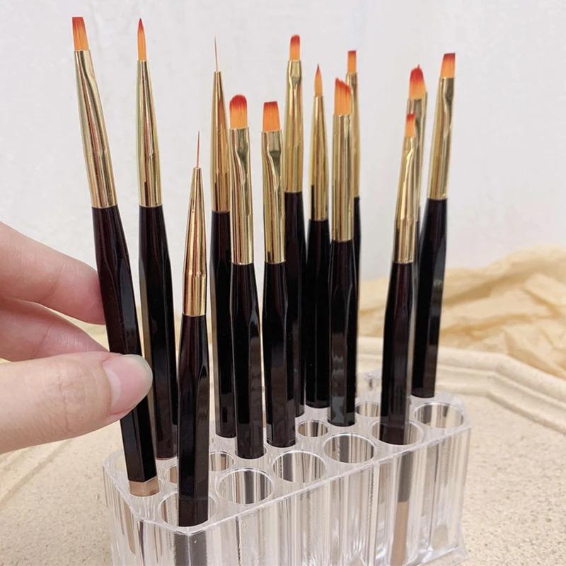 26 Holes Acrylic Makeup Brushes Holder Desktop Lipstick Organizer Eyeliner Cosmetics Pen Storage Rack Transparent Showing Shelf