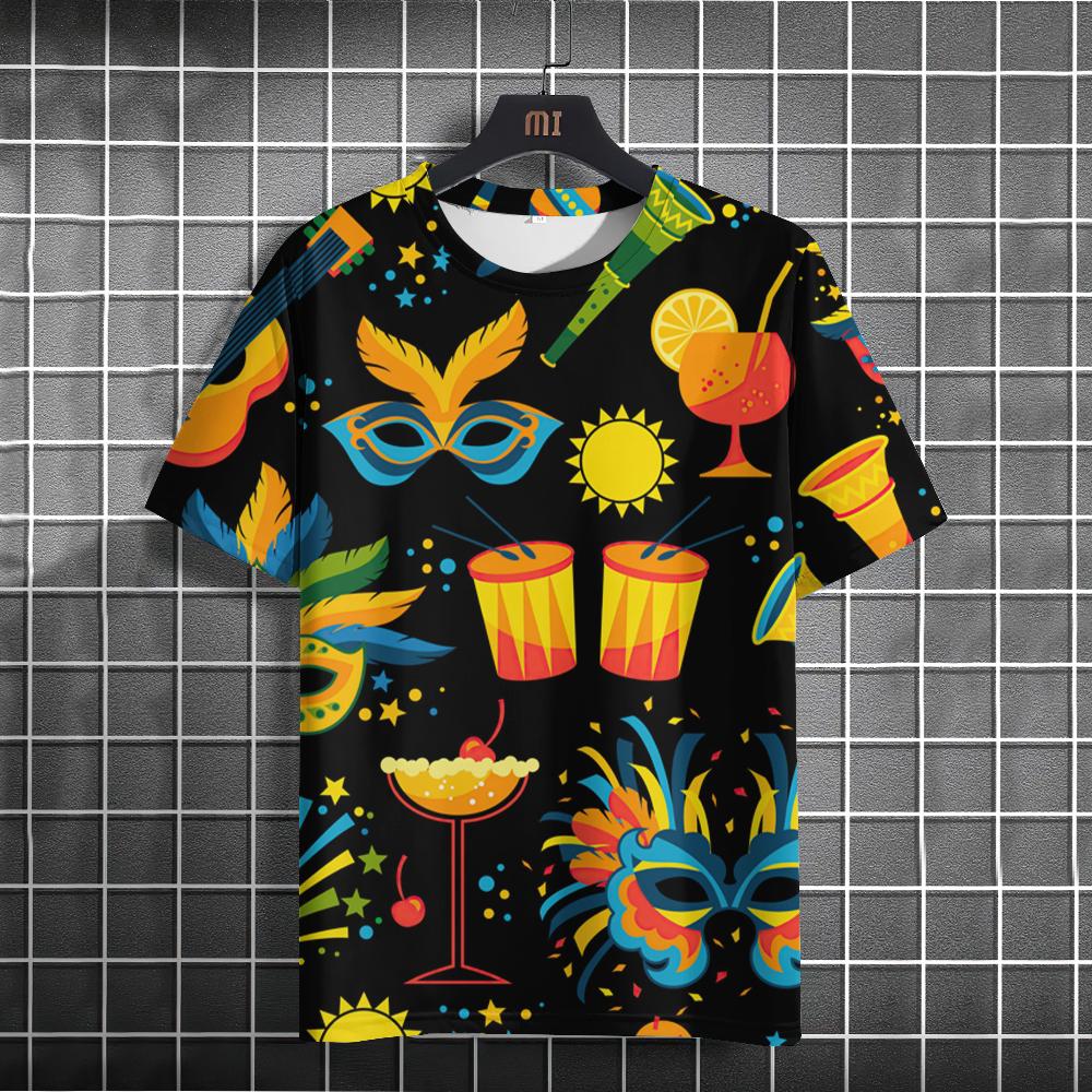 Brasil Karneval Herren T-Shirt 3D Druck Sweatshirt Festivalkleidung Für Herren Sommer Rundhals Locker Kurzarm Männlich Freizeit-Tees