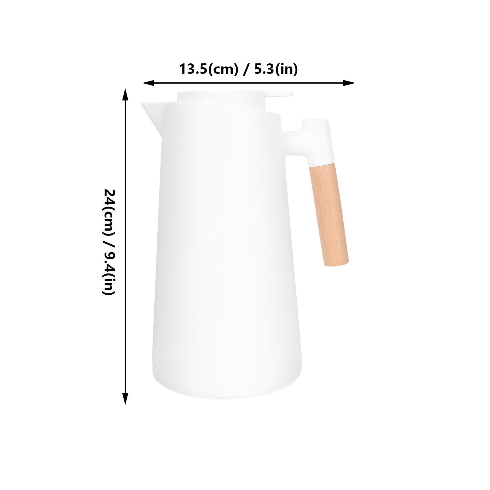 Household Thermal Carafe Insulated Kettle Portable Hot Water Bottle Travel Office Use Wooden Handle Thermal Kettle Coffee Carafe белый