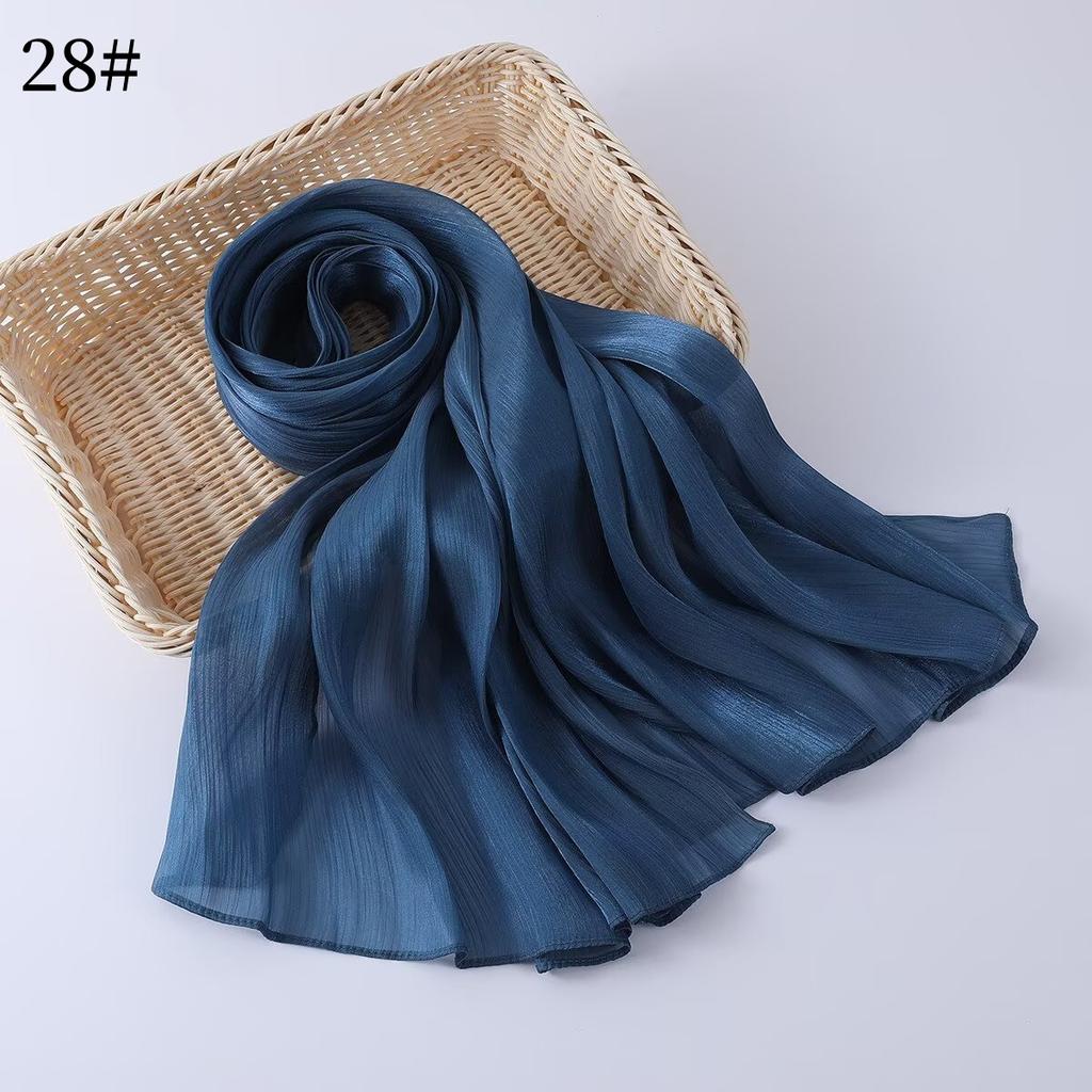 35 Colors Women Hijab Scarf Shiny Muslim Long Scarves Light Weight Soft Turban Shawl Organza Satin Shimmer Scarf
