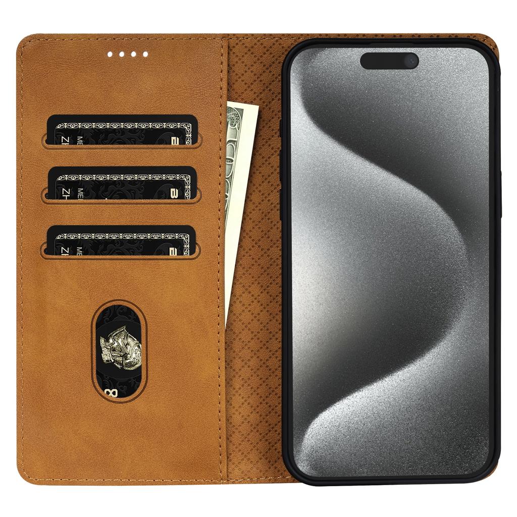 For iPhone 14 Pro Max Case PU Leather Magnetic Clasp Shockproof Cover