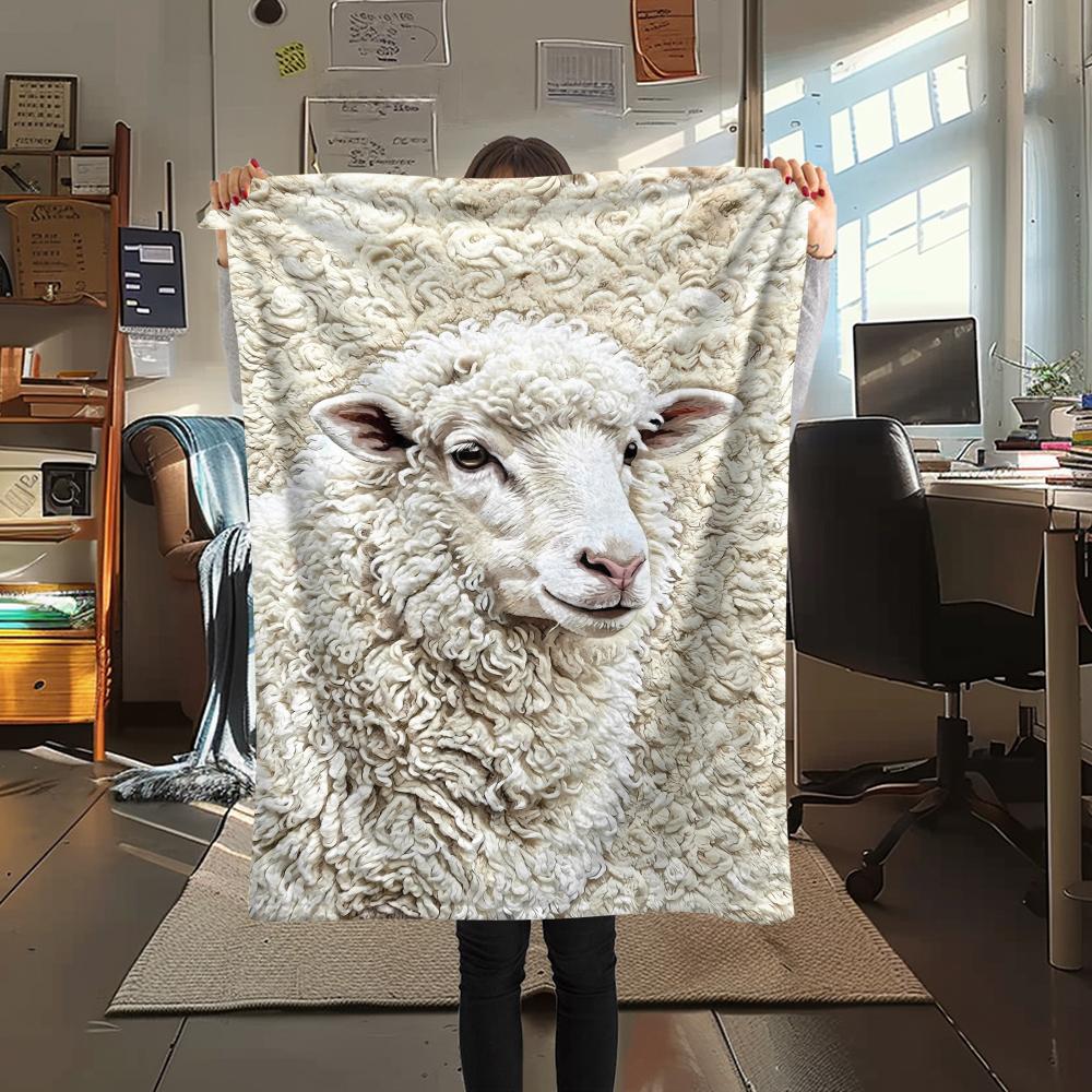 Felt wool lamb and horse lion Print Flannel Blanket,High quality Comfortable for All Seasons,Home Decor,Warmth and Comfort,Perfect for Christmas Gifts