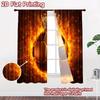 2D Flat Printing 2pcs Curtain Party Curtains Fiery Soccer Crown Digital Printed Polyester Drapes Festive Curtains for Holiday
