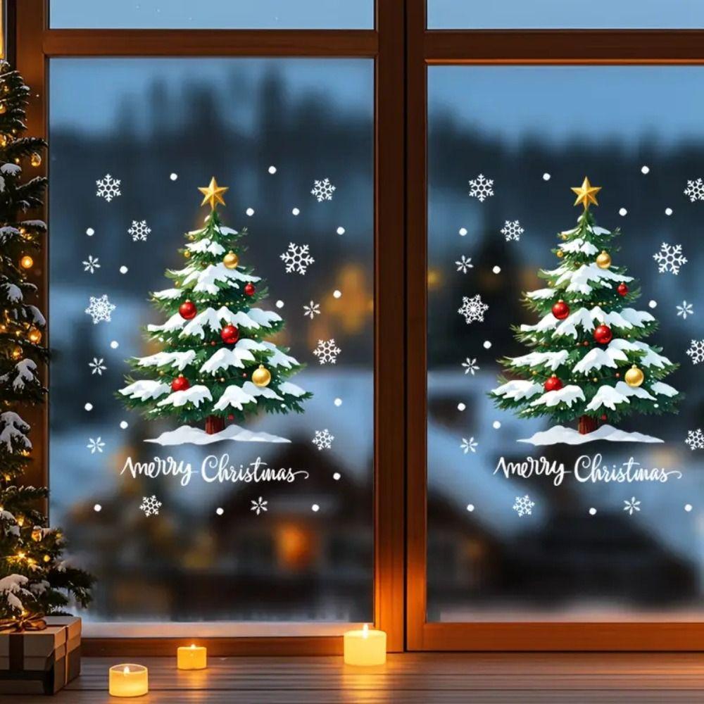 PVC Christmas Window Sticker Large Electrostatic Sticker Xmas Decals Classroom