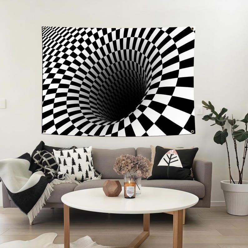 3D optical illusion tapestry 75x100 чёрный