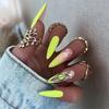 24Pcs Pink Matte French Leopard Square Coffin Press On Nails Artificial Acrylic Fake Nails For Women