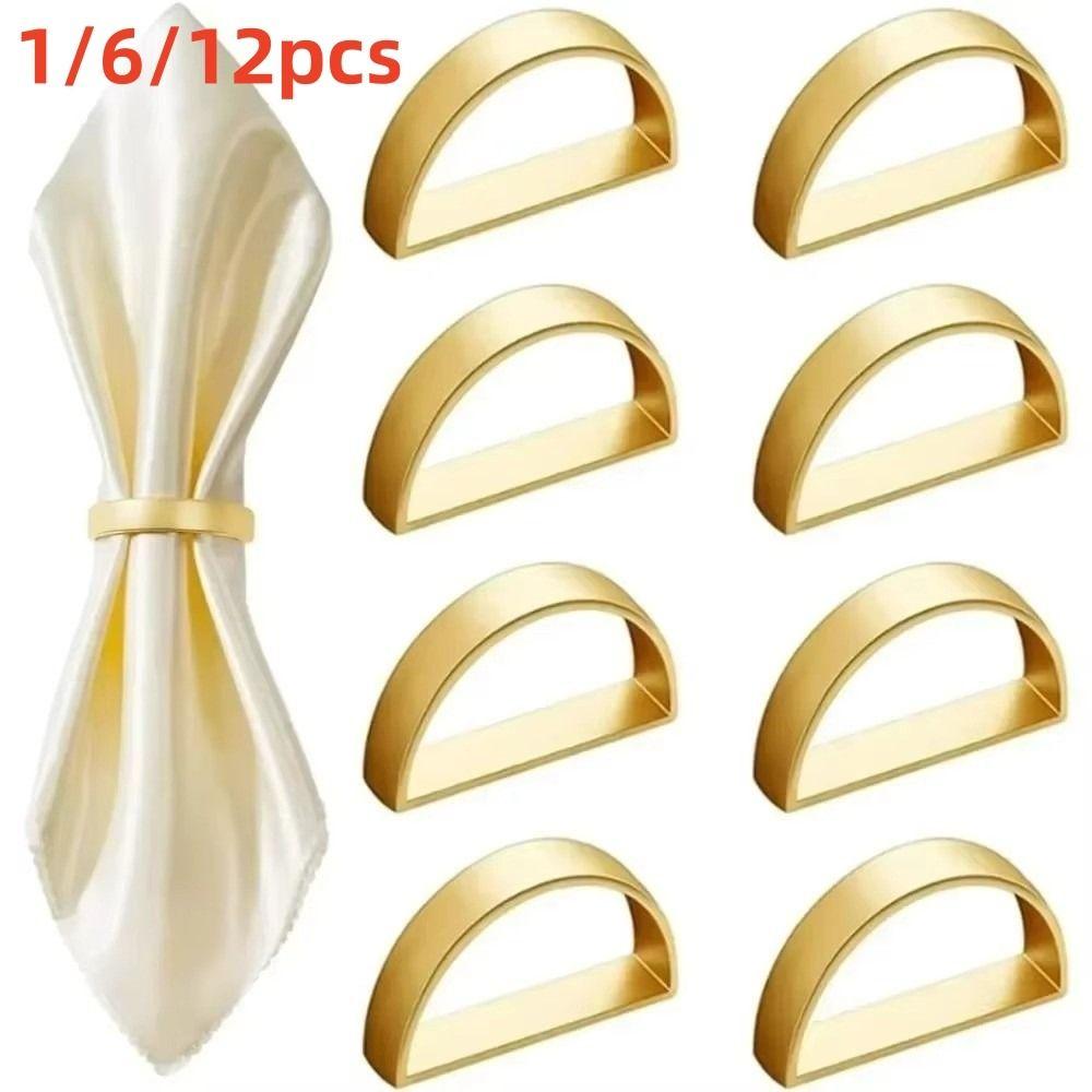 1/6/12pcs D-shaped Napkin Holder Metal Dinnig Table Decoration Elegant Napkin Ring Buckles Kitchen