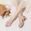 Summer children's sandals women's new middle-aged and older children's sandals student bow high-heeled princess shoes buckle girls' sandals