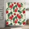 Red Hibiscus Shower Curtain Bathroom Decor Waterproof Fabric Home Accessories White Lotus Floral Printing Design Modern Colorful