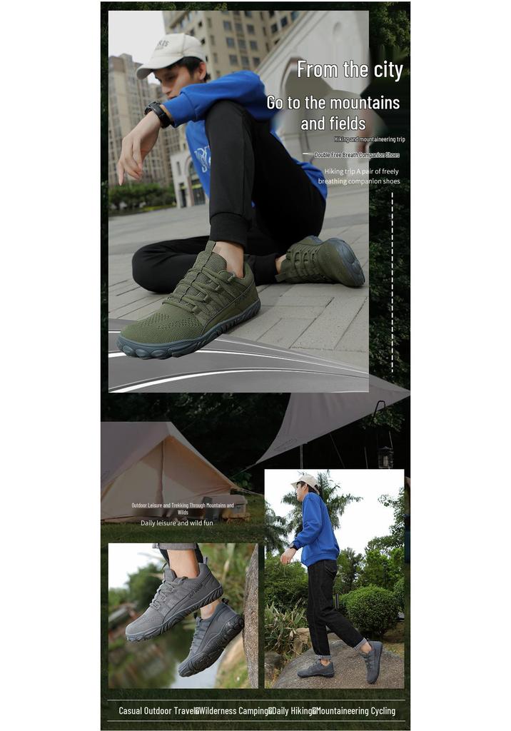 Scarpe da Escursionismo e Ciclismo da Uomo Antiscivolo a Cinque Dita con Punta Larga in Fly-Knit