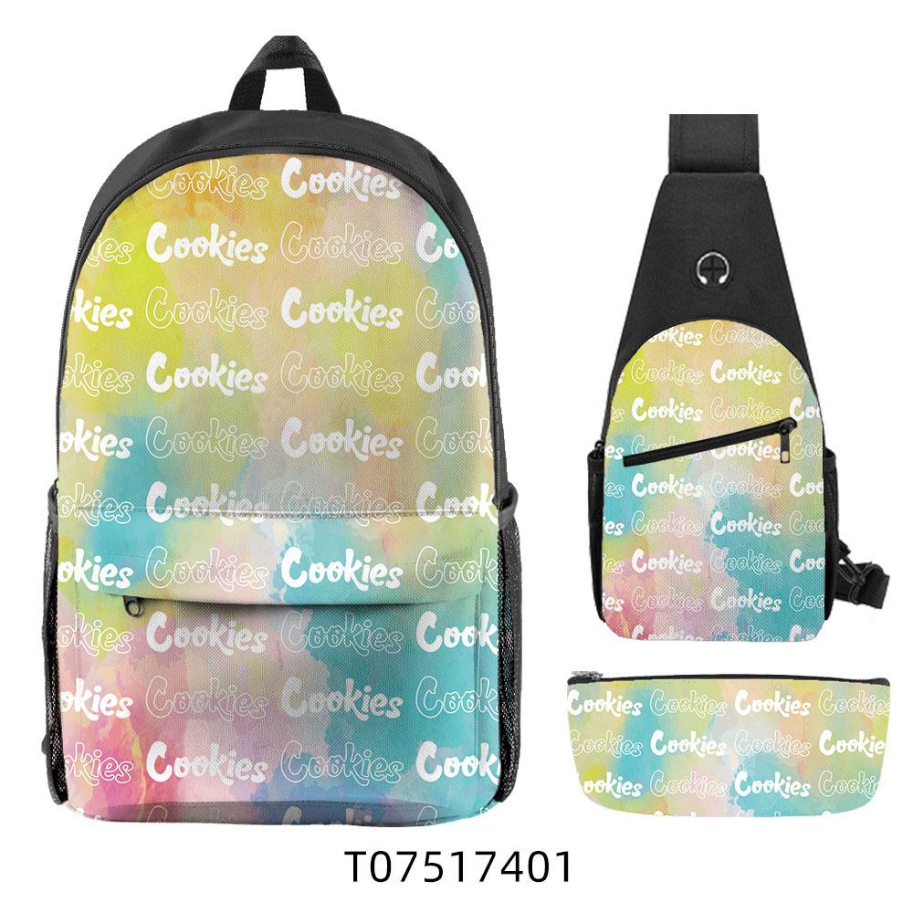 Cook Backpack Student School Bag Lightweight Polyester Backpack Three-Piece Set