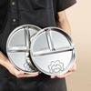 WORTHBUY Round Dinner Plate With Compartments 304 Stainless Steel Divided Dinner Dish Fruit Salad Food Plates Kitchen Tableware