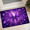 1pc Luminous Butterfly Floor Mat Suitable for Entrance Door, Bedside Rug with Anti-Slip Backing, Soft Absorbent Suitable for Bedroom,, Room, Machine W