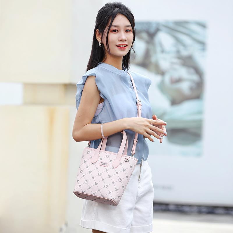 New Disney Mickey Series PU Tote Handbag, Shoulder Bag, Crossbody Bag, Handbag Regular Women's Pink BMK-71605P