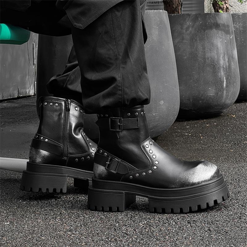 Fashion High top men's leather shoes Luxury styles by fashion designers Outdoor street Trendy youth thick soled shoes 38-46 Hot selling