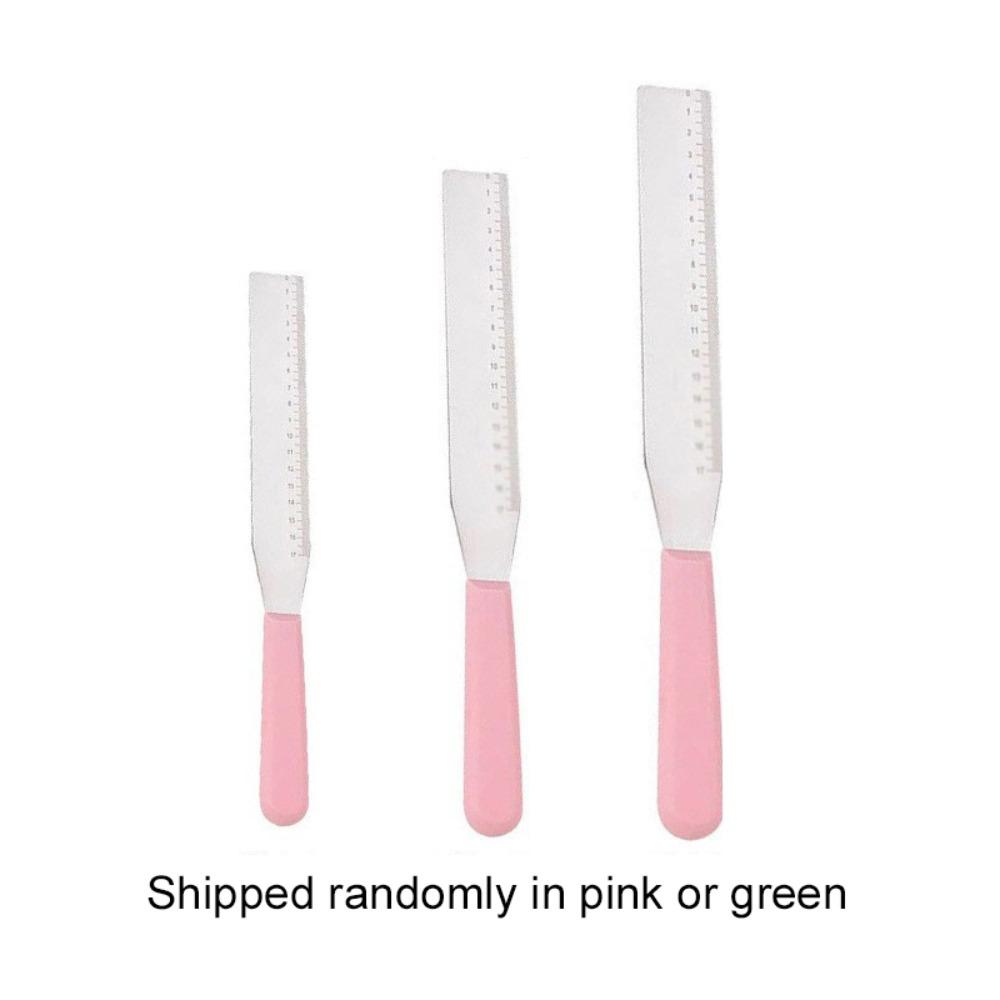 3PCS 8/10/12 in Stainless Steel Cake Cream Spatula with Markings Non-slip Handle Right Angle Spatula Rust-proof