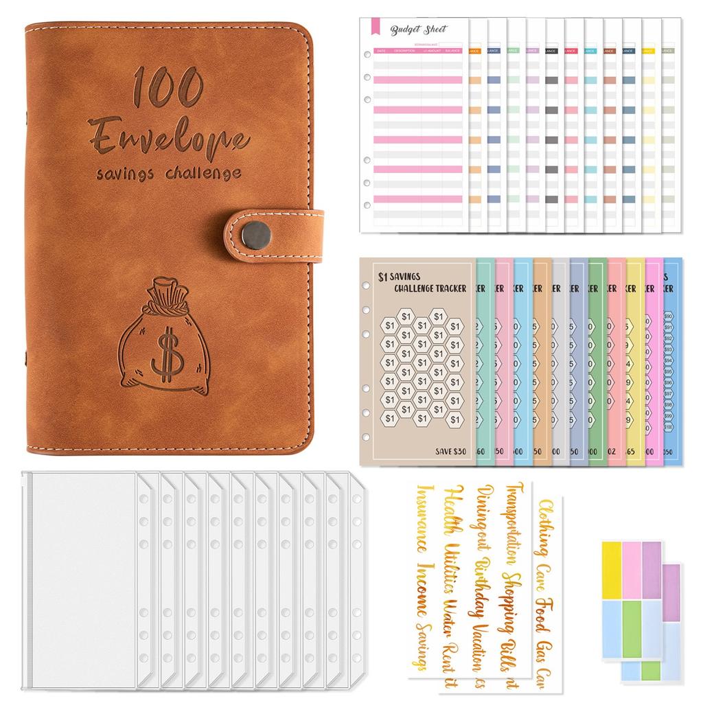 100 Day Challenge Money Saving Book Money Saving Budget Planner Loose-leaf Notebook Handbook
