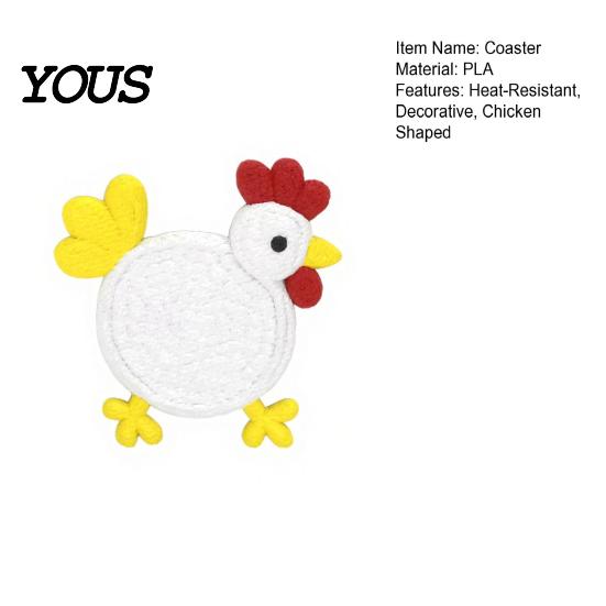 Fun Coffee Cup Coaster Cute Chicken Coaster, 3D Printed Reusable Drink Heat Soft Silicone Insulation Table Protection Mat for Home Office