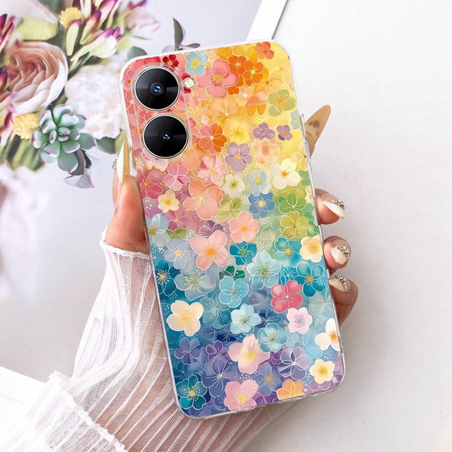 For Realme V30 Case RMX3619 Fashion Flower Bowknot Soft Silicone Back Cover For Realme V30T RMX3618 Fundas RealmeV30 Phone Shell