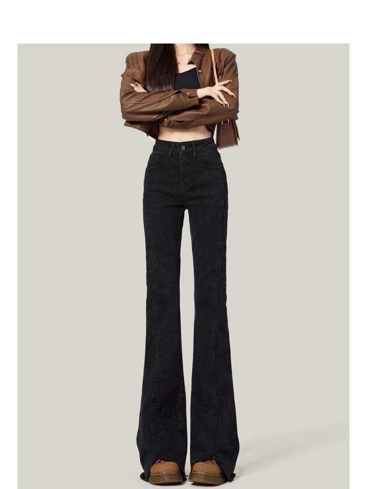 

Women s Black High-Waisted Micro-Flare Jeans - 2024 Autumn/Winter Slimming Bell Bottom Pants Black Extended