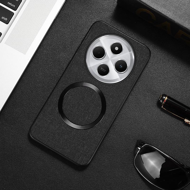 Magnetic Phone Case For Xiaomi Redmi 14C 4G/14R 5G/Poco C75 4G Drop-Proof TPU+Cloth Back Cover