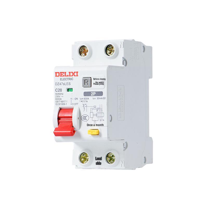 Delixi 220V Miniature Air Switch Circuit Breaker 2P with Leakage Protection, 1P+N, 3P, 4P.